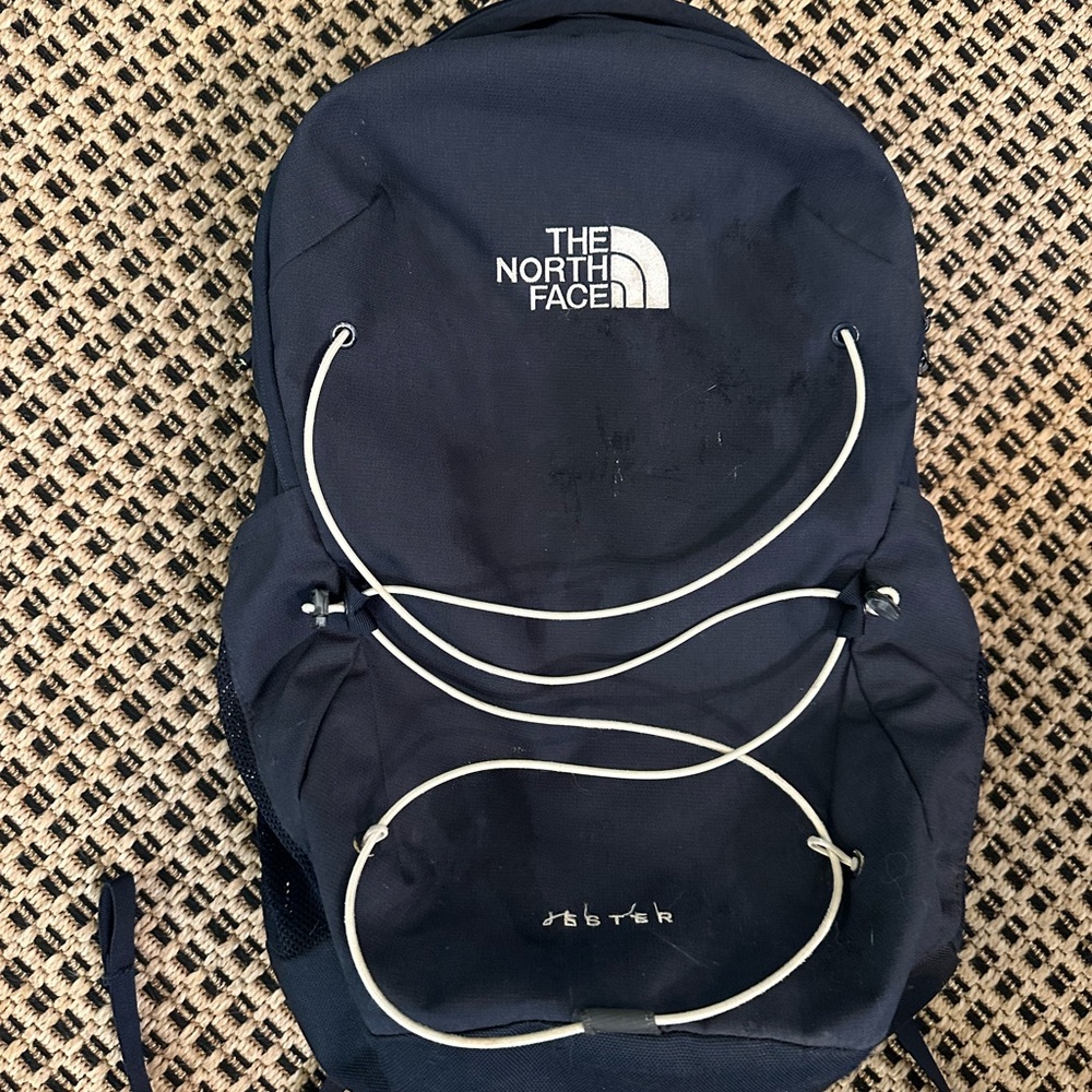The North Face Dark Blue Backpack with White Accents